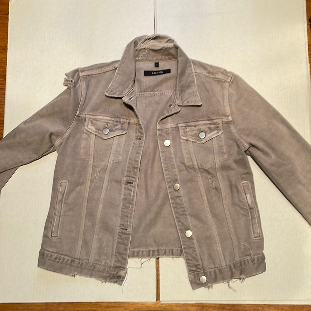 JBrand Grey Distressed Denim Jacket